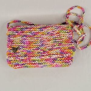 Crazy Horse Liz Claiborne Pink woven small purse purple green fairy